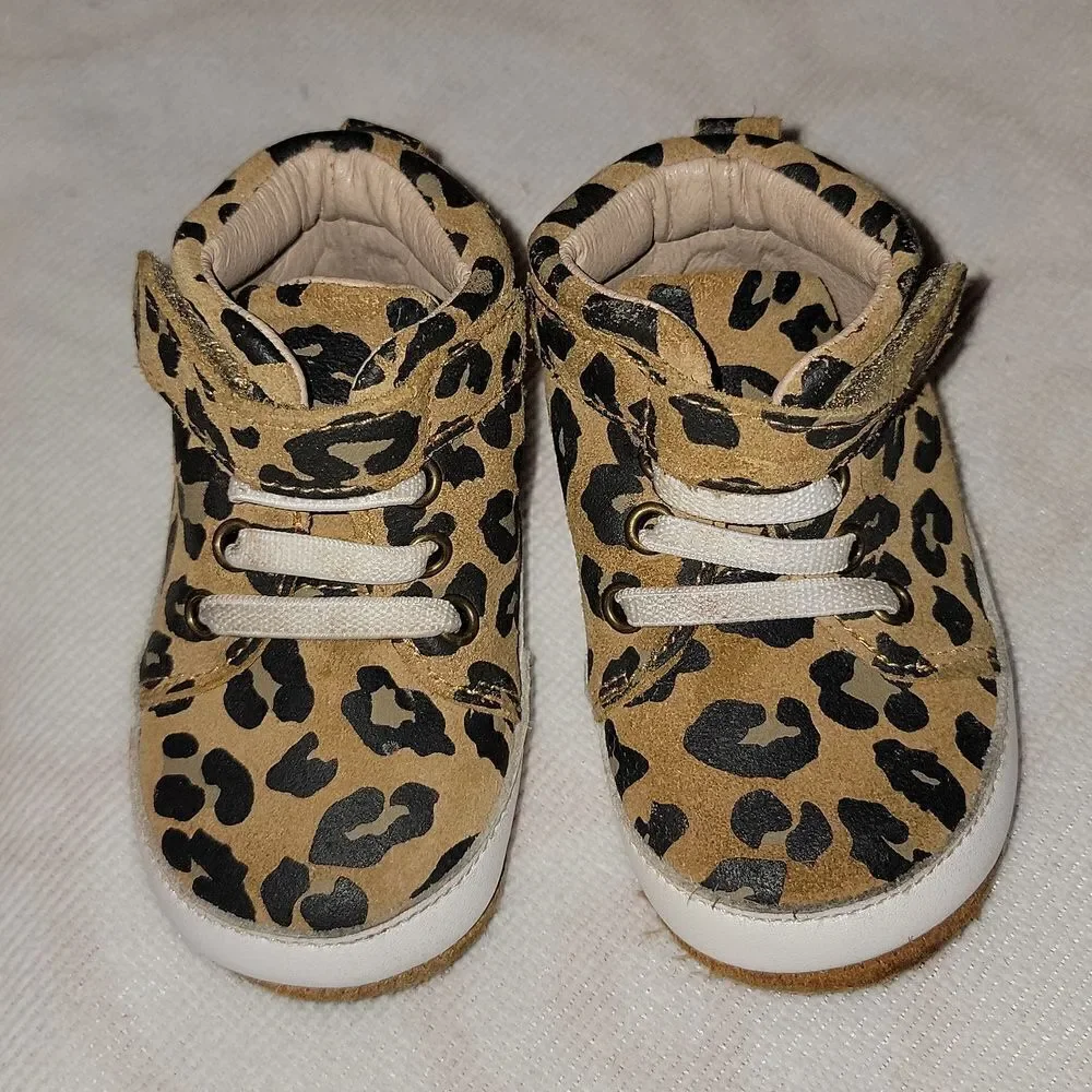 MONKEY FEET High Top Elastic Lace Leather Soft Bottom Moccasin Shoes 6-12 months
